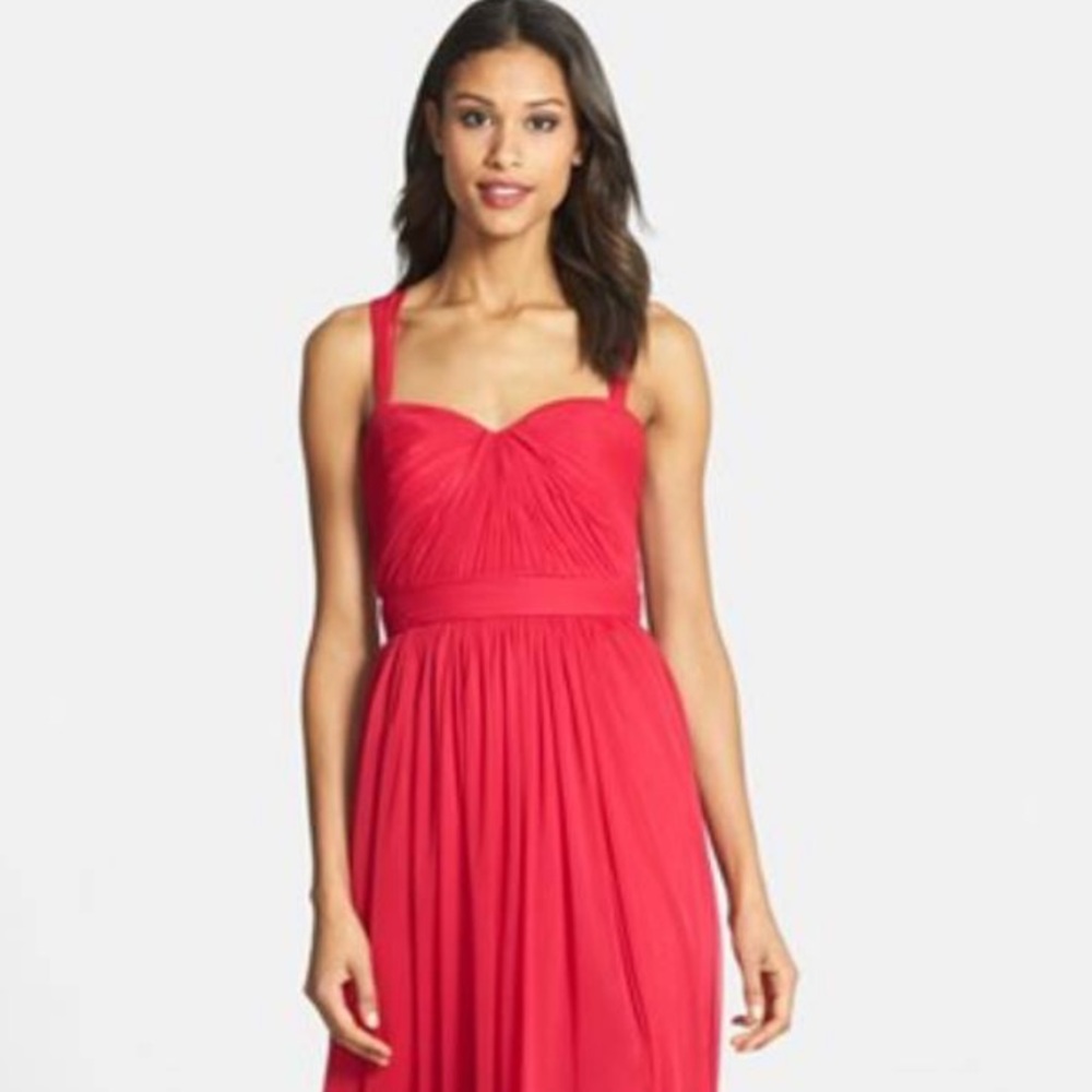 Monique Lhuillier Bridesmaids Red Gown Size 2
